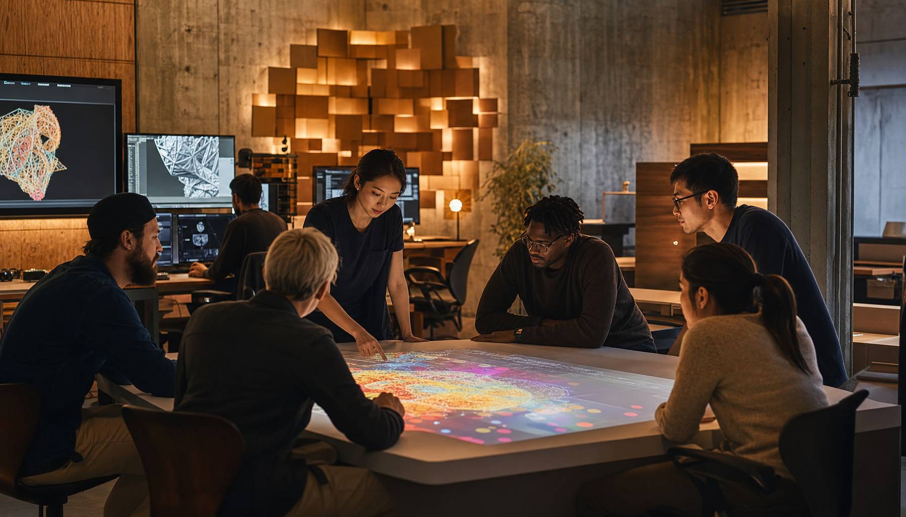 The Vimage team working on an interactive project